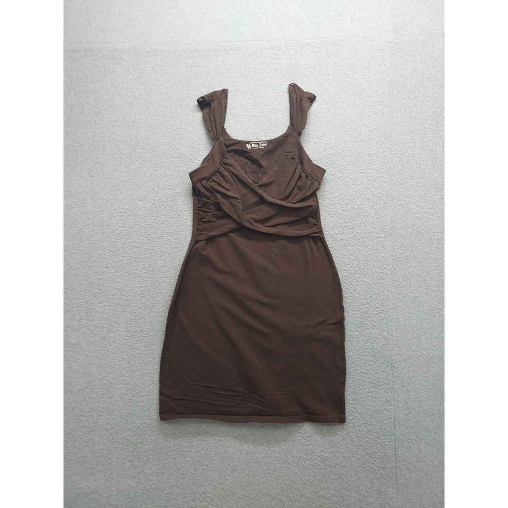 Bra Tops Women Dress M Chocolate Brown Draped Square Neck Sleeveless Logo Casual